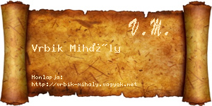 Vrbik Mihály névjegykártya